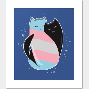 Transgender Cat LGBT Pride Flag Posters and Art